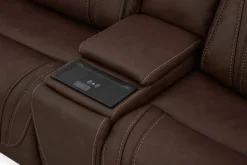 Max 6 Piece 2 Power Sectional W/ 2 Power Armless Recliner In Aline Timber Leather