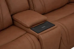 Max 6 Piece 2 Power Sectional W/ 2 Power Armless Recliner In Aline Timber Leather