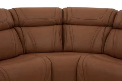 Max 6 Piece 2 Power Sectional W/ 2 Power Armless Recliner In Aline Timber Leather