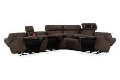 Max 6 Piece 2 Power Sectional W/ 2 Power Armless Recliner In Aline Timber Leather