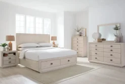Maxime Storage Bed, Dresser, Mirror & Nightstand In Sugar, Full