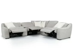 Mayflower 6 Piece 2 Power Sectional W/ 2 Power Armless Recliner & Audio Console In Ashland Sand