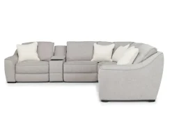 Mayflower 6 Piece 2 Power Sectional W/ 2 Power Armless Recliner & Audio Console In Ashland Sand