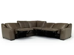 Mayflower 5 Piece 2 Power Sectional W/ 2 Power Armless Recliner In Seville Umber Leather
