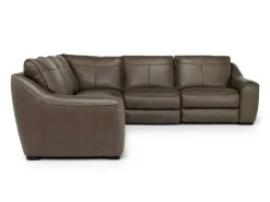 Mayflower 5 Piece 2 Power Sectional W/ 2 Power Armless Recliner In Seville Umber Leather