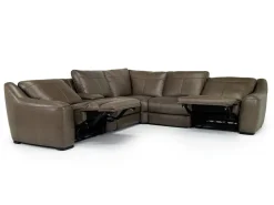 Mayflower 6 Piece 2 Power Sectional W/ Audio Console In Seville Umber Leather
