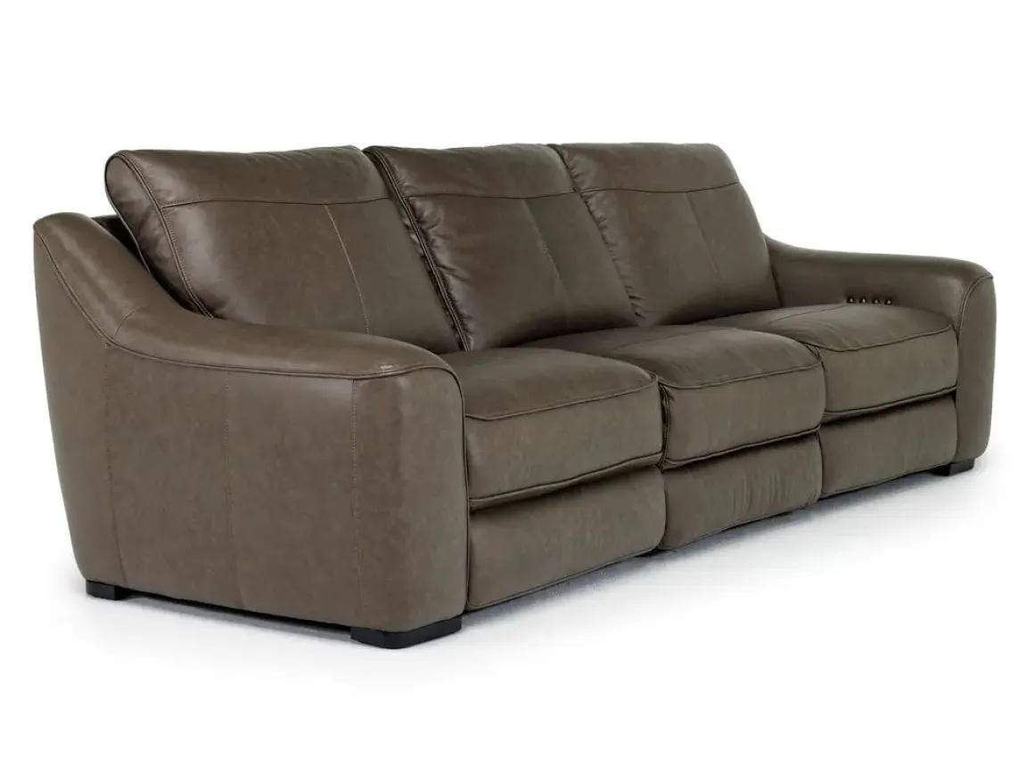 Mayflower 2 Power Sofa & Loveseat In Seville Umber Leather