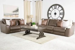 Mayflower 2 Power Sofa In Seville Umber Leather