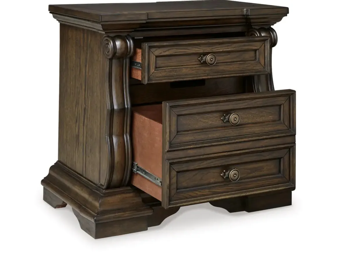 Maylee 2 Drawer Charging Nightstand In Dark Brown