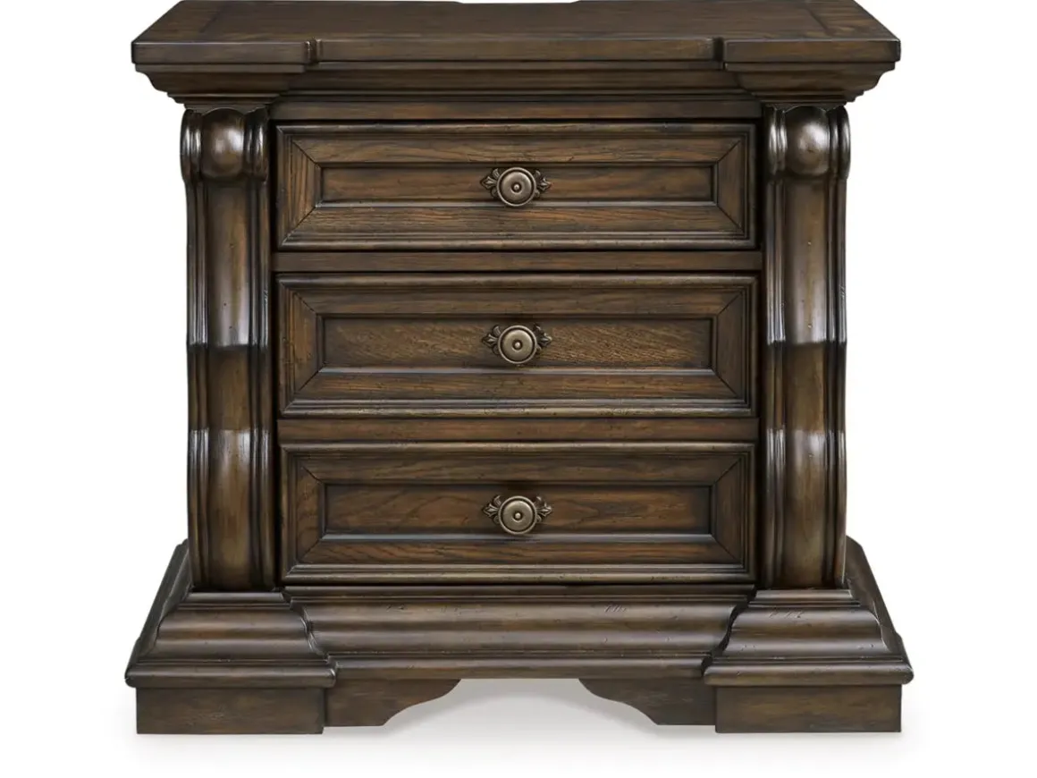Maylee 2 Drawer Charging Nightstand In Dark Brown