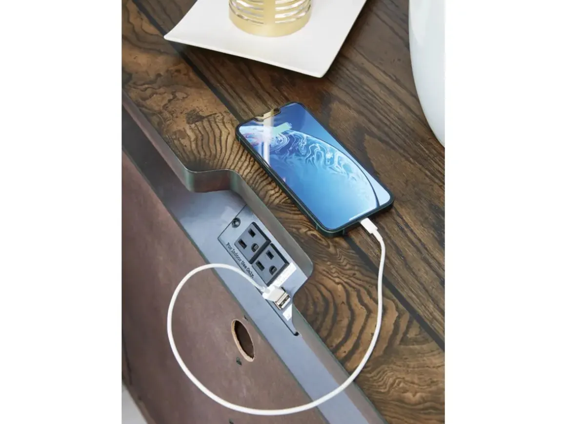 Maylee 2 Drawer Charging Nightstand In Dark Brown