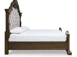 Maylee Upholstered Panel Bed In Dark Brown, Queen