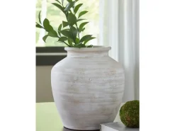 Meadie Tall Vase In Distressed White