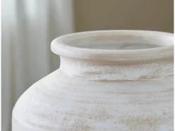 Meadie Tall Vase In Distressed White