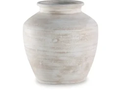 Meadie Tall Vase In Distressed White