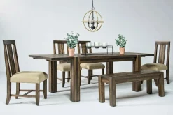 Meadow Extendable Dining Table, 4 Chairs & Bench In Brown