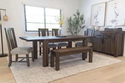 Meadow Extendable Dining Table, 4 Chairs & Bench In Brown