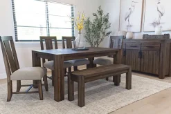 Meadow Extendable Dining Table, 4 Chairs & Bench In Brown