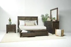 Meadow Panel Bed W/ Storage In Brown, Full