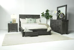 Meadow Panel Storage Bed, Dresser, Mirror & Nightstand In Gray, Full