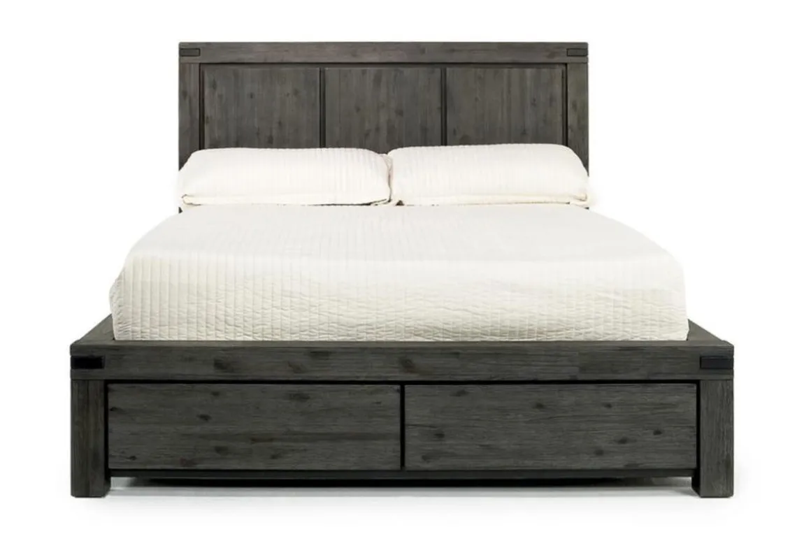 Meadow Panel Storage Bed, Dresser, Mirror & Nightstand In Gray, Full