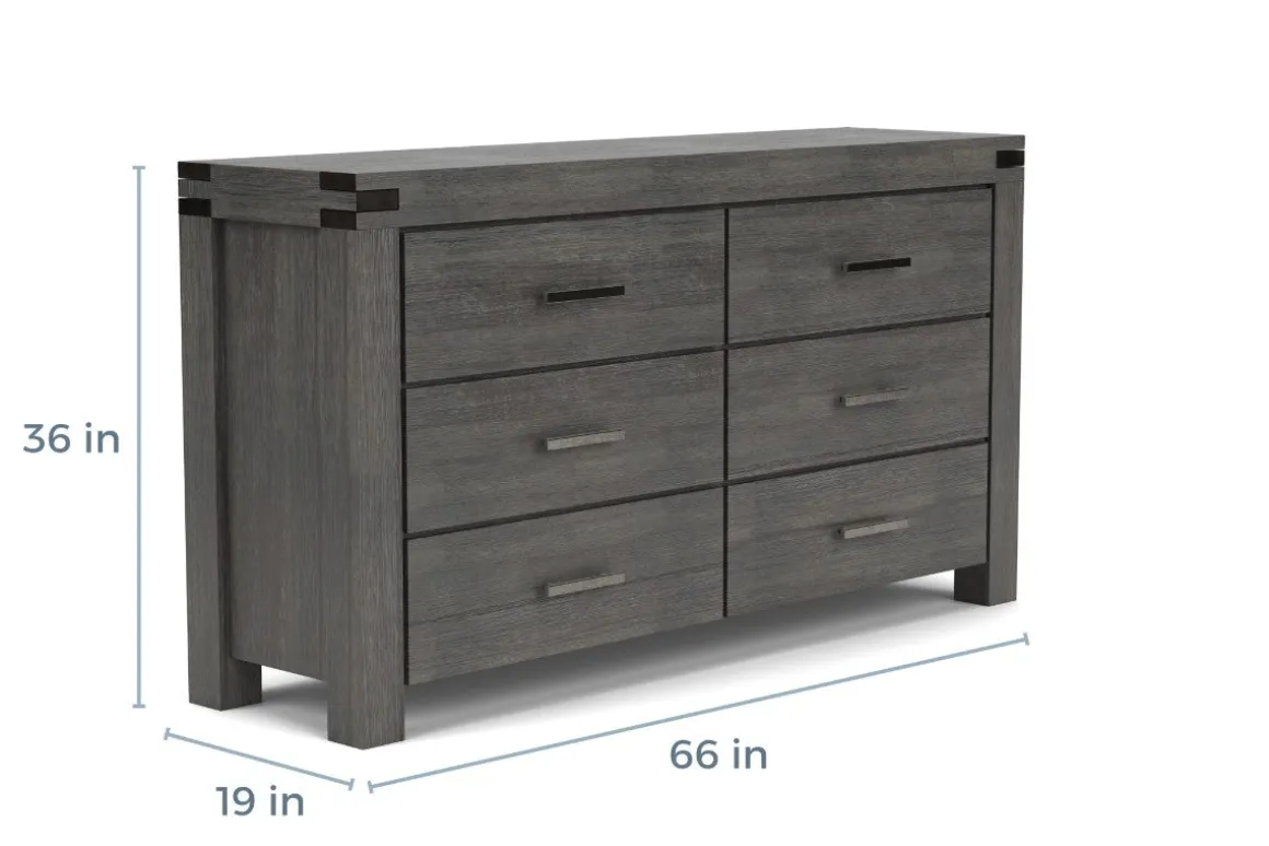 Meadow Panel Storage Bed, Dresser, Mirror & Nightstand In Gray, Full