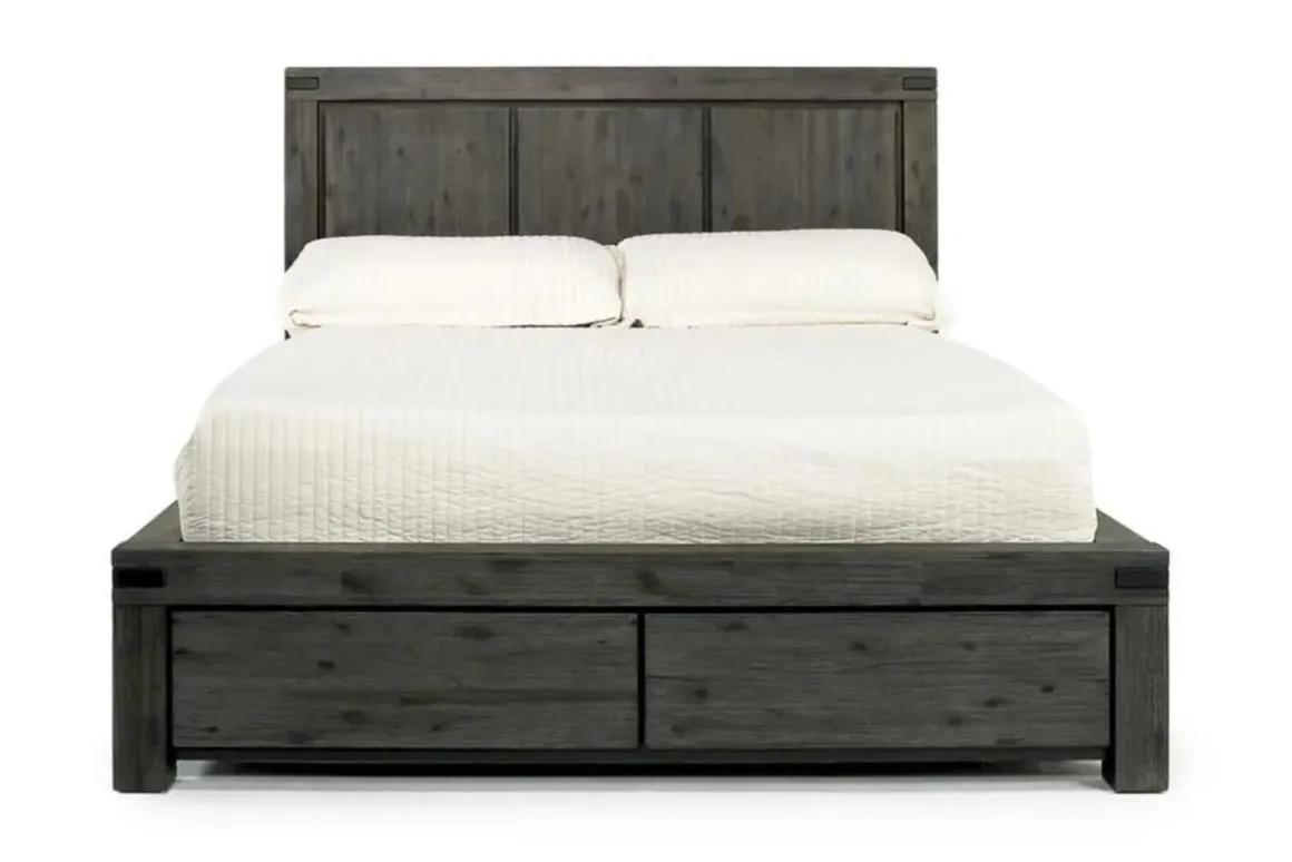 Meadow Panel Storage Bed, Dresser, Mirror & Nightstand In Gray, Full