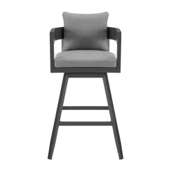 Menorca Outdoor Counter Height Swivel Stool In Dark Gray