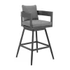 Menorca Outdoor Swivel Barstool In Dark Gray
