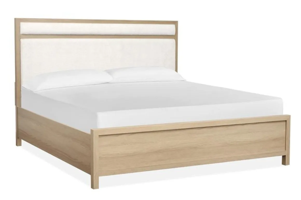 Merrifield Upholstered Bed, Dresser, Mirror & Nightstand In Raisin Black, Twin