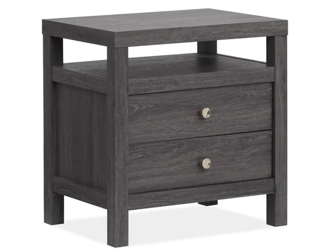 Merrifield Upholstered Bed, Dresser, Mirror & Nightstand In Raisin Black, Twin