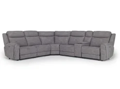 Mia 6 Piece 2 Power Sectional W/ 2 Power Armless Recliner In Gray