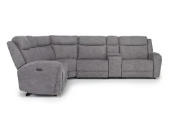 Mia 6 Piece 2 Power Sectional W/ 2 Power Armless Recliner In Gray