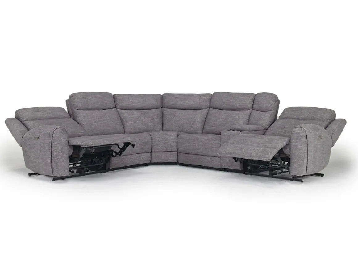 Mia 6 Piece 2 Power Sectional In Gray