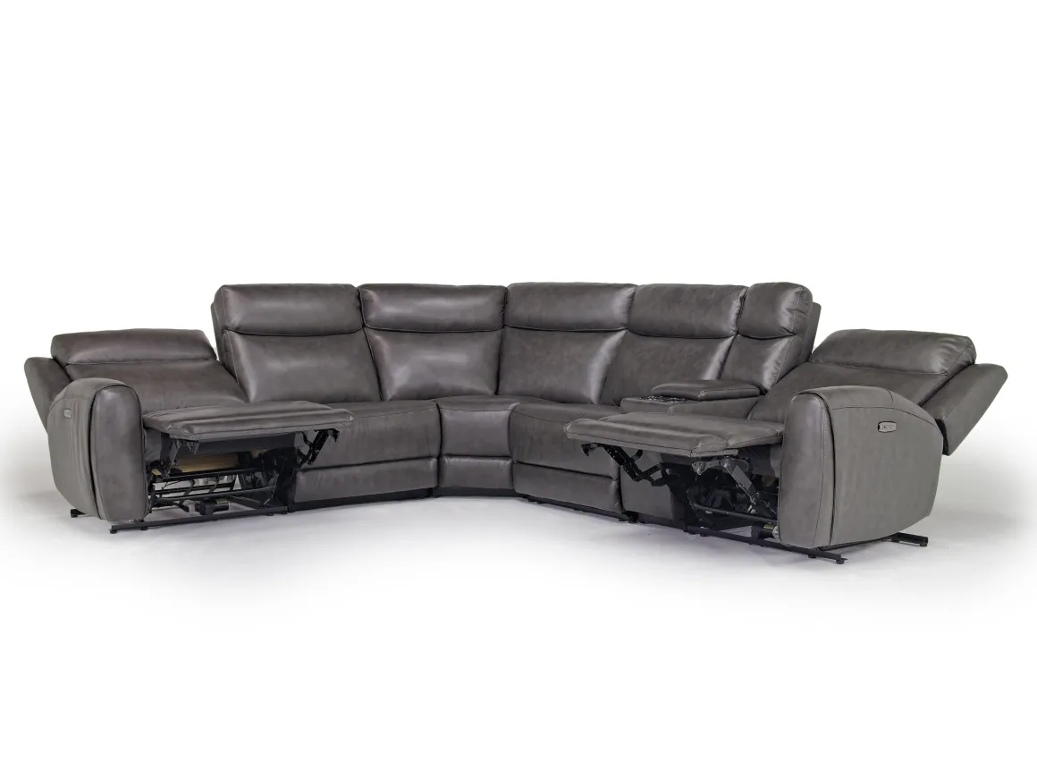 Mia 6 Piece 2 Power Sectional In Gray