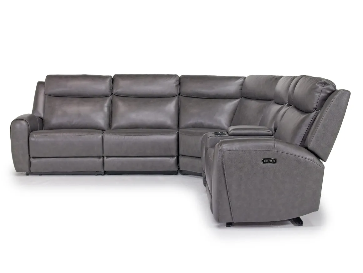 Mia 6 Piece 2 Power Sectional In Gray