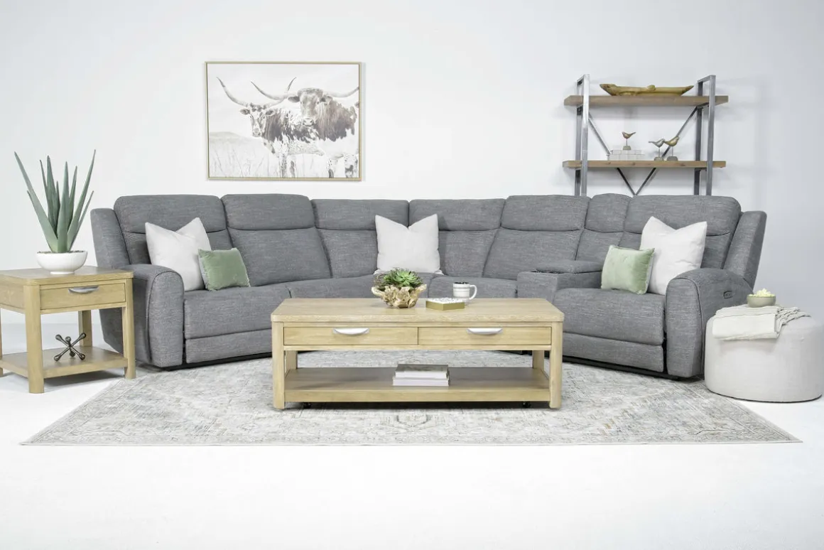 Mia 6 Piece 2 Power Sectional In Gray
