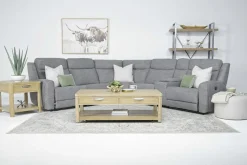 Mia 6 Piece Reclining Sectional W/ Armless Recliner In Gray