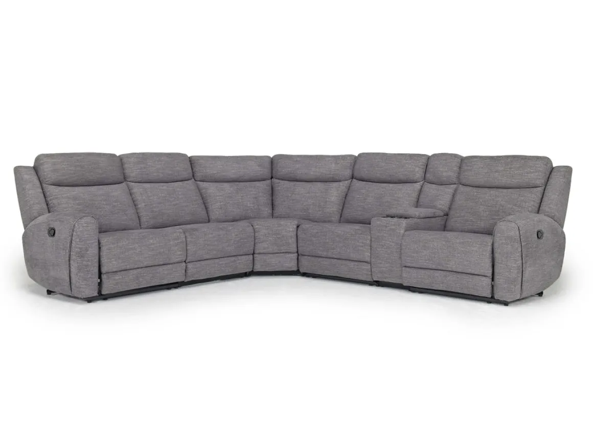Mia 6 Piece Reclining Sectional In Gray