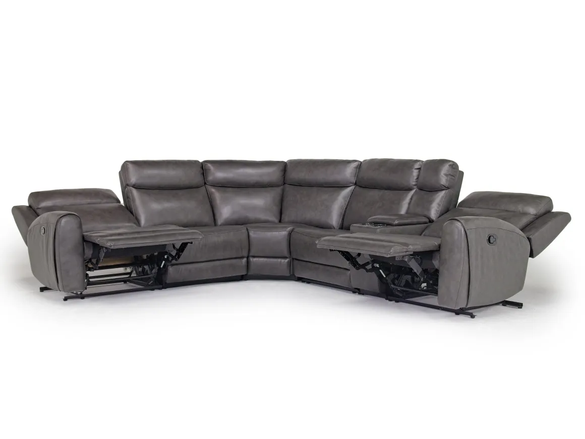 Mia 6 Piece Reclining Sectional In Gray