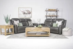 Mia 2 Power Console Loveseat In Gray