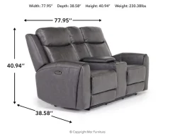 Mia 2 Power Console Loveseat In Gray