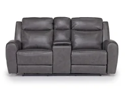 Mia 2 Power Console Loveseat In Gray