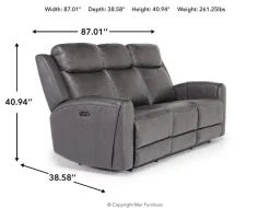 Mia 2 Power Sofa In Gray