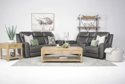 Mia Reclining Console Loveseat In Gray
