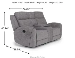 Mia Reclining Console Loveseat In Gray