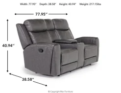 Mia Reclining Console Loveseat In Gray