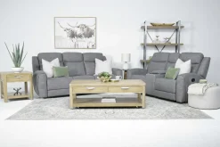 Mia Reclining Sofa & Console Loveseat In Gray