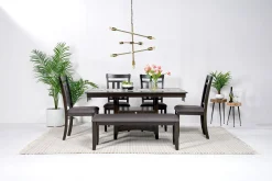 Miami Adjustable Dining Table, 4 Chairs & Bench In Gray