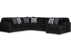 Midnight Madness 4 Piece Chaise Sectional In Onyx, Right Facing